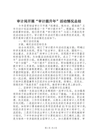 审计局开展“审计提升年”活动情况总结 