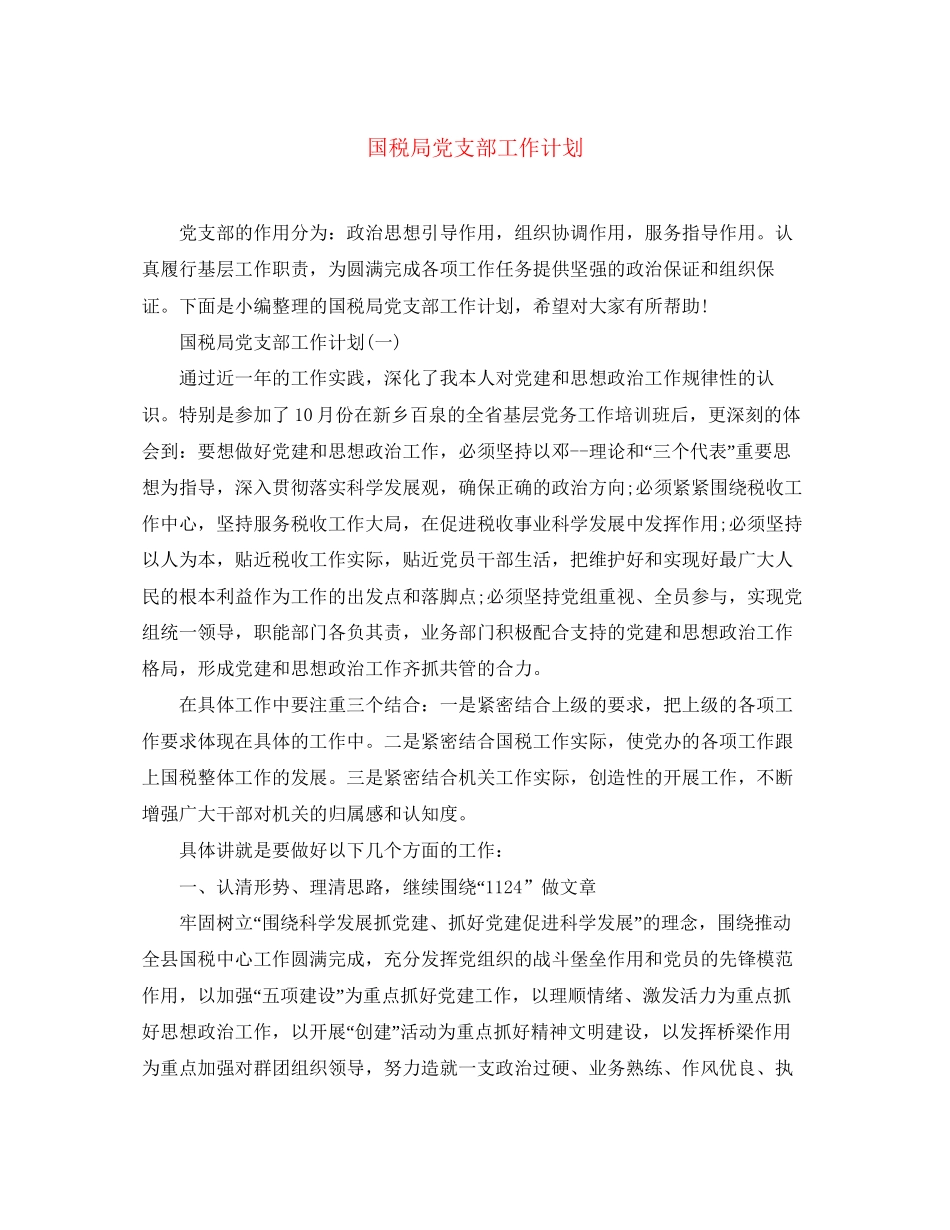 国税局党支部工作计划_第1页