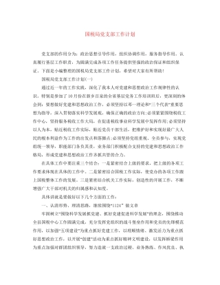 国税局党支部工作计划