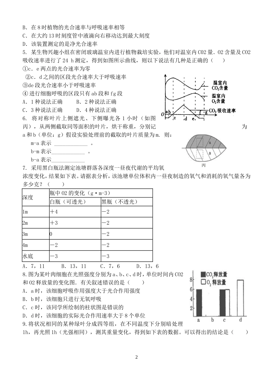 光合作用练习_第2页