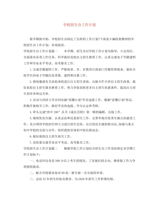 学校招生办工作计划