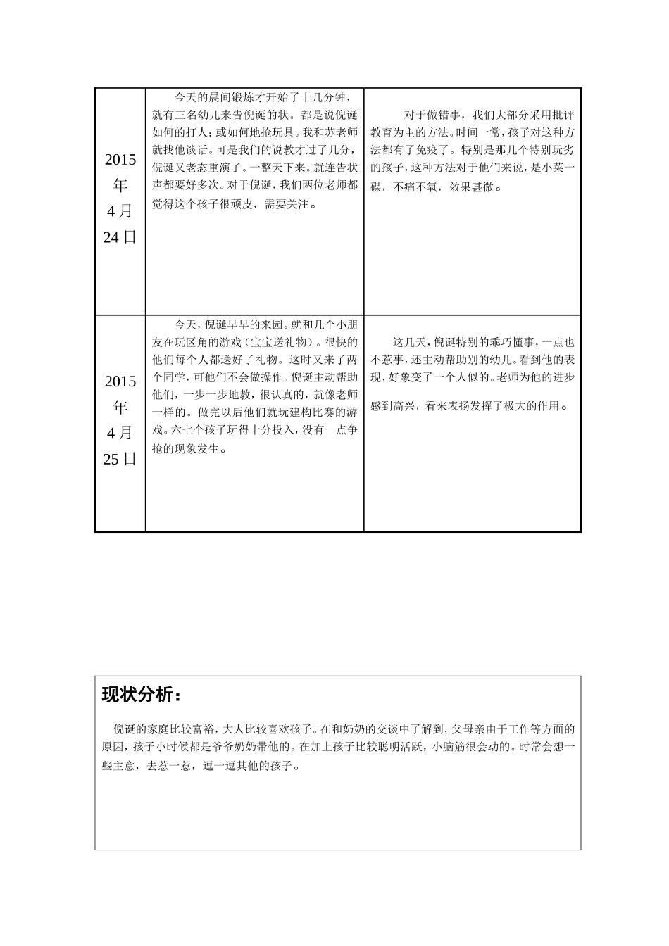幼儿观察记录与分析报告_第2页