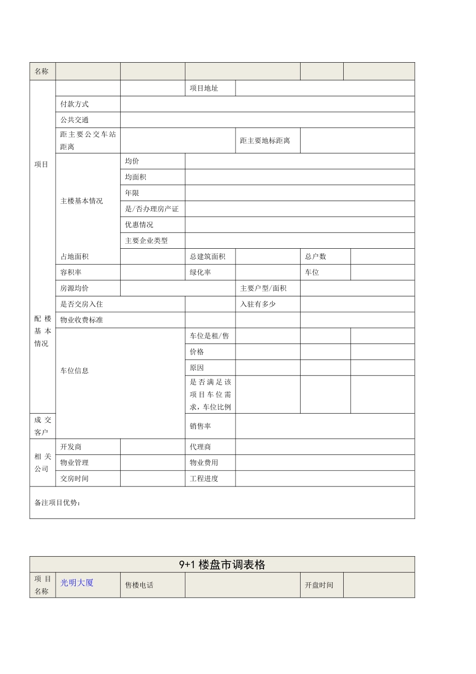 房地产市调表格_第2页