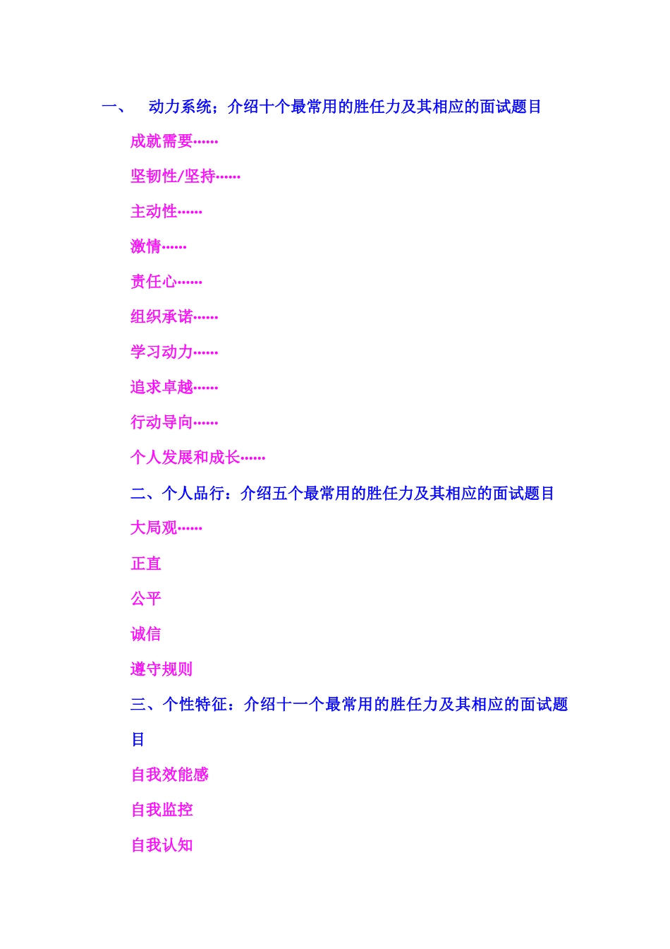 系列经典行为面试题目_第1页