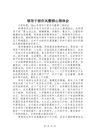 领导干部作风整顿体会心得