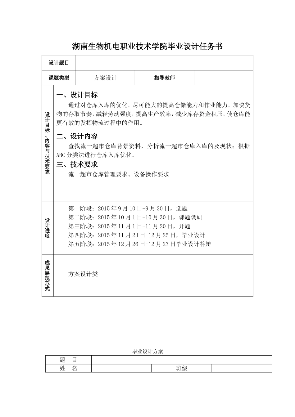 仓库入库优化设计方案毕业设计_第1页