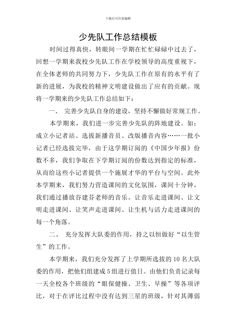 少先队工作总结模板_第1页