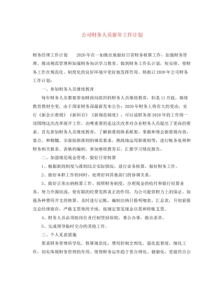公司财务人员新年工作计划