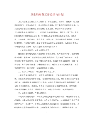 卫生局财务工作总结与计划