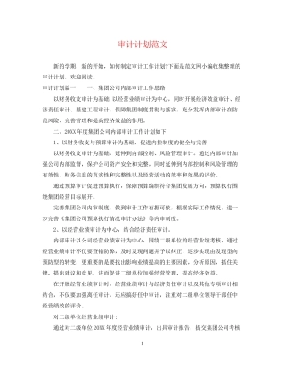 审计计划范文