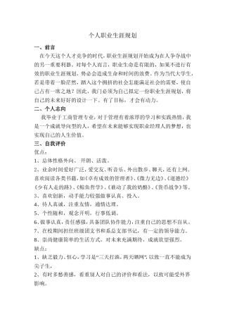 个人职业发展规划