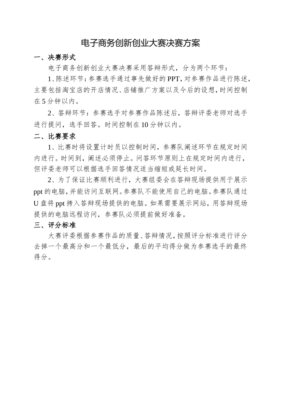 电子商务创新创业大赛决赛方案_第1页