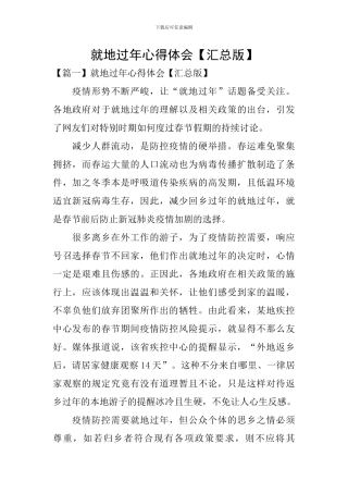 就地过年心得体会