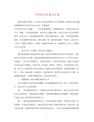 小学班主任见习计划