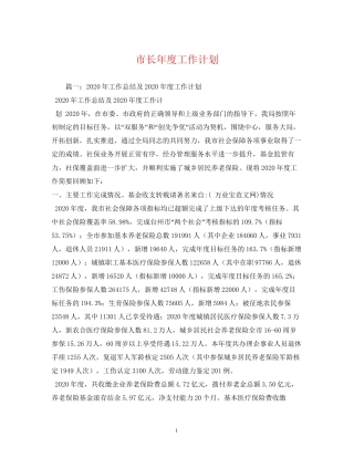 市长年度工作计划