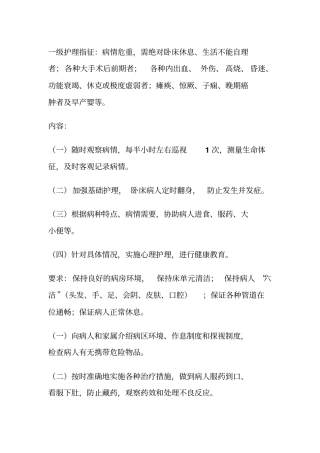一级护理指征探讨