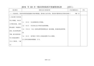 一级民营医院医疗质量综合标准