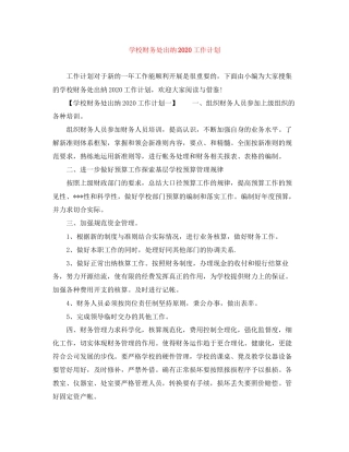 学校财务处出纳工作计划