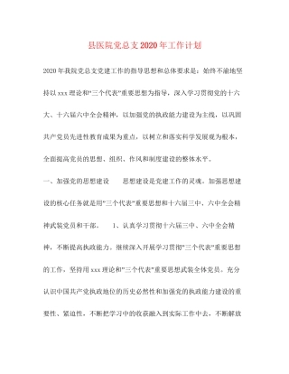 县医院党总支年工作计划