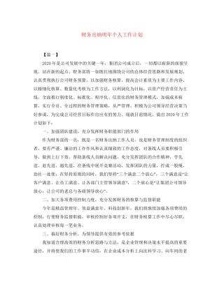 财务出纳明年个人工作计划