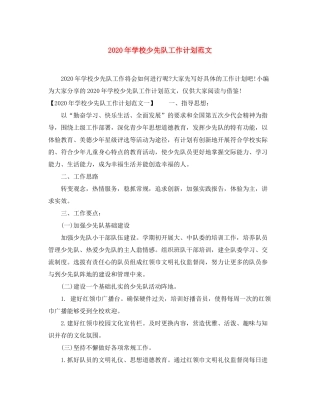 2020年学校少先队工作计划范文