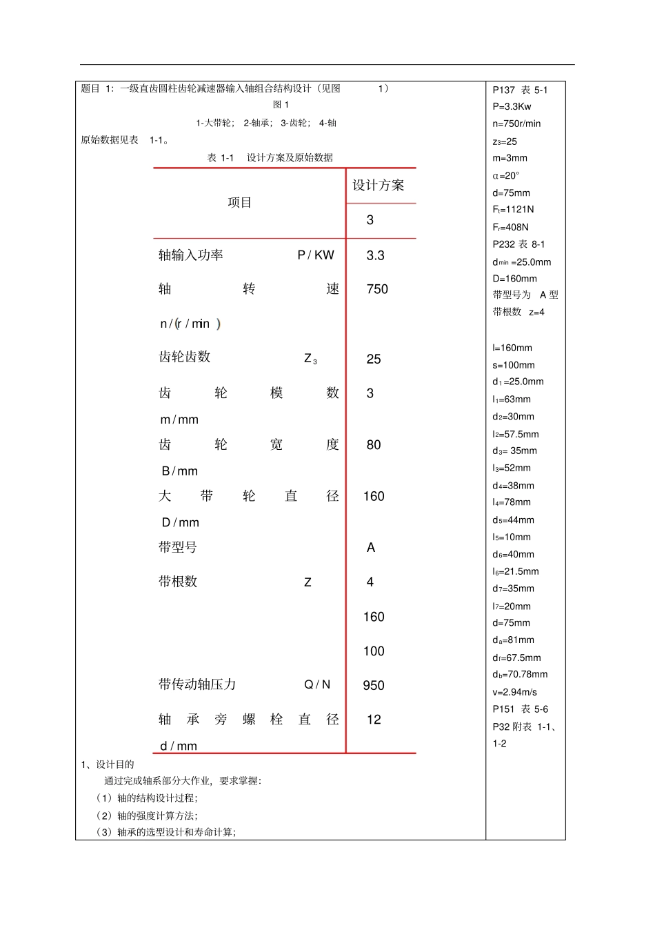 一级直齿圆柱齿轮减速器输入轴组合结构设计计算说明书_第2页