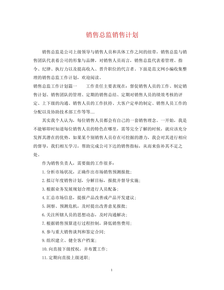 销售总监销售计划_第1页