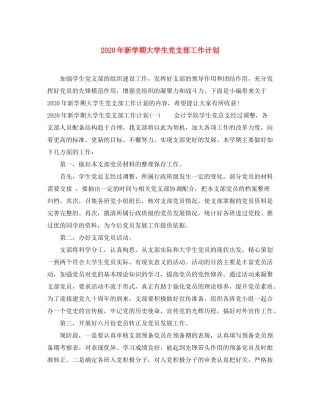 2020年新学期大学生党支部工作计划