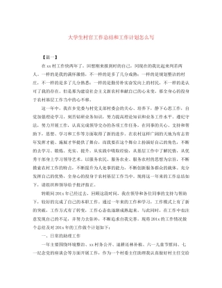 大学生村官工作总结和工作计划怎么写