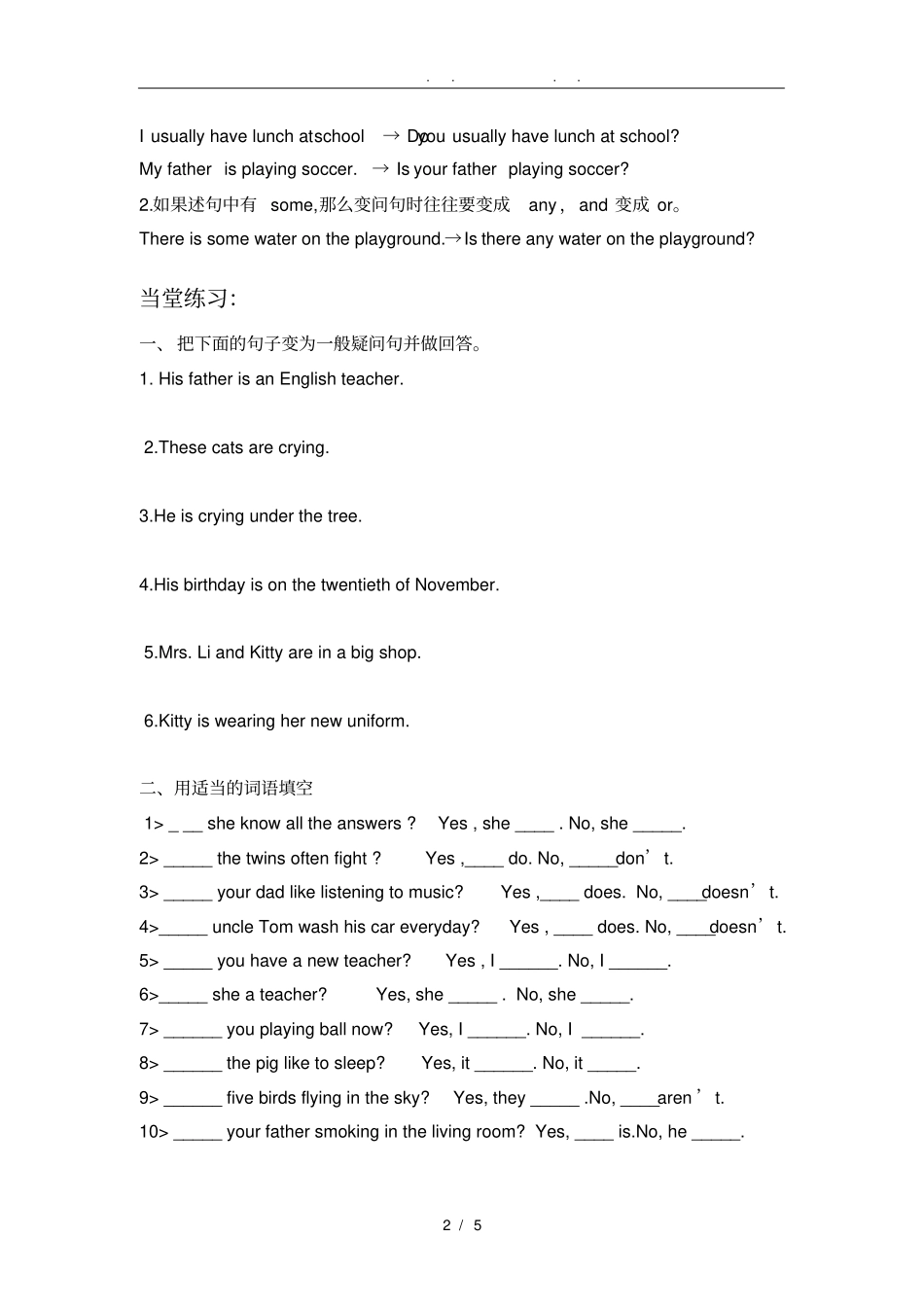 一般疑问句-专题-讲解-+-练习_第2页