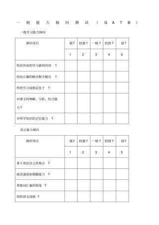 一般职业能力测试GATB
