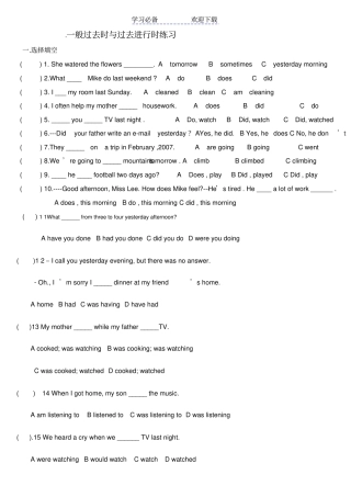 一般过去时与过去进行时专项练习