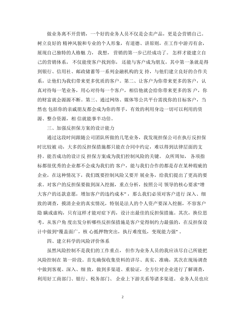 担保公司业务员工作计划_第2页