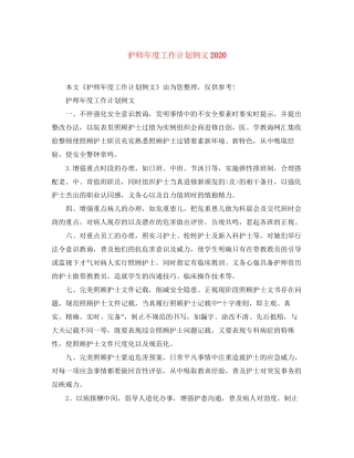 护师年度工作计划例文