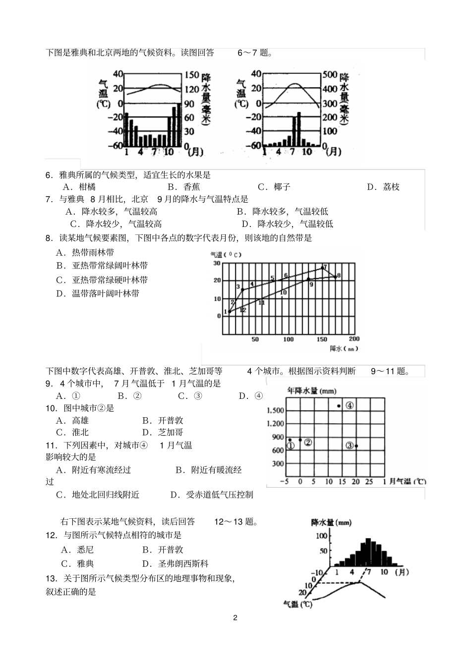 一轮复习气候专题训练分析_第2页