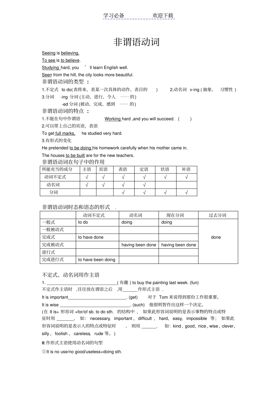 一轮复习非谓语动词_第1页