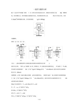 一道浮力题的分析