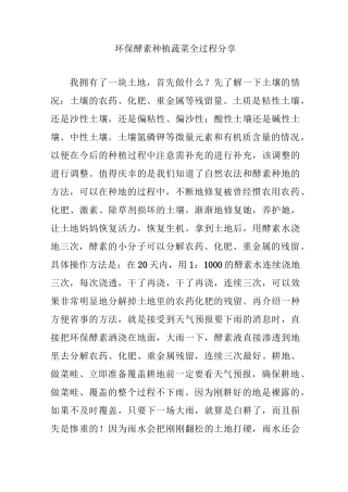 环保酵素种植蔬菜全过程分享