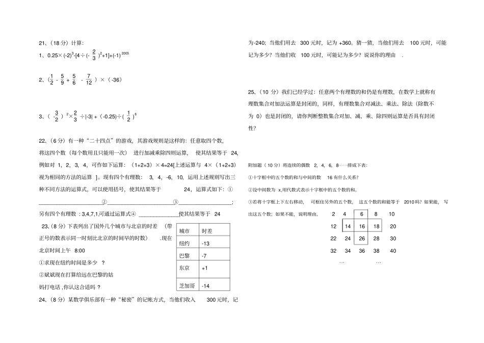 七上劳动中学初一有理数创新测评卷_第2页