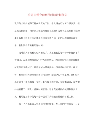 公司白领合理利用时间计划范文