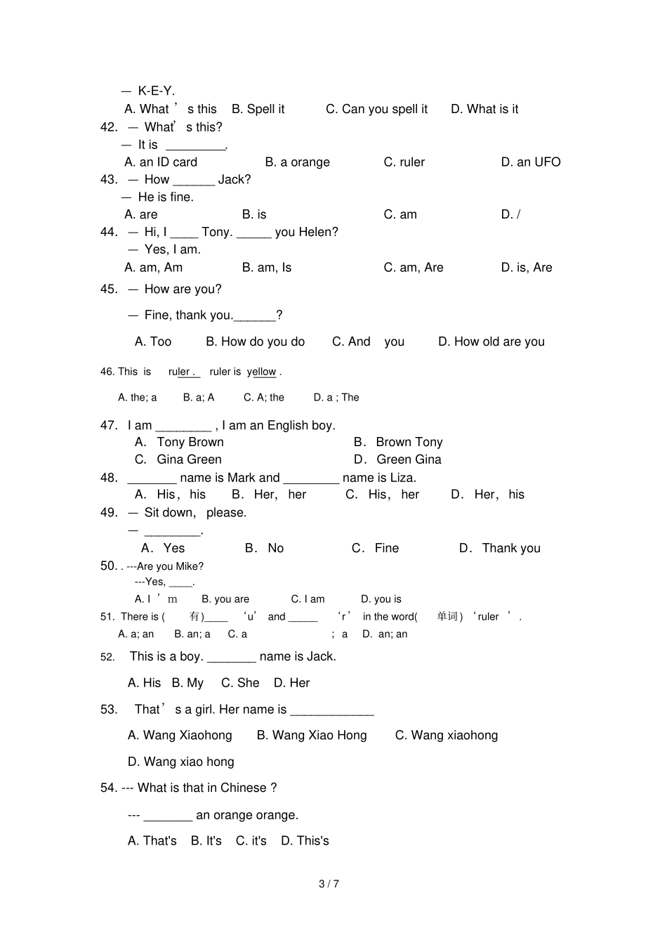七上第一次月考Starterunits-Unit_第3页