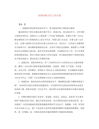 农村妇联主任工作计划