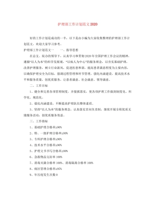 护理部工作计划范文1)