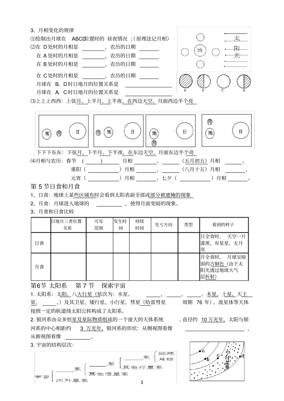七下地球和宇宙复习提纲填空式_第3页