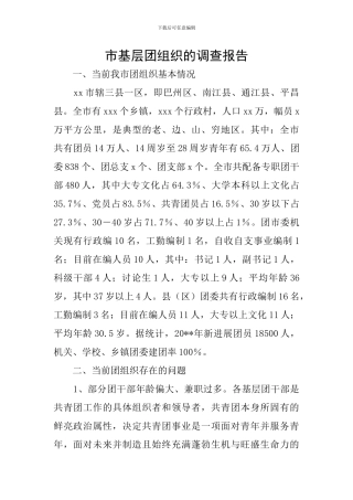 市基层团组织的调查报告