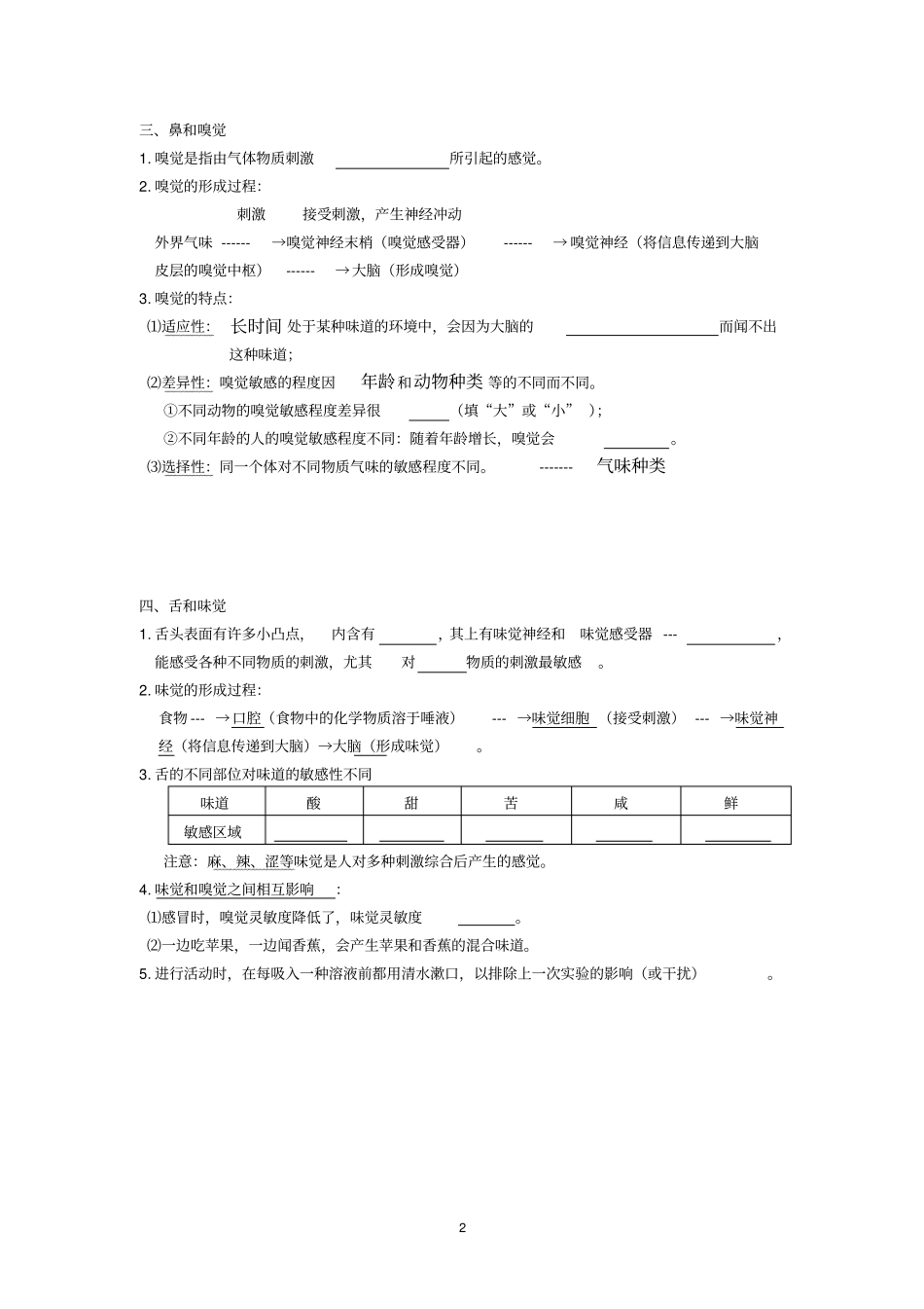 七下科学对环境察觉知识点总结已校正_第2页