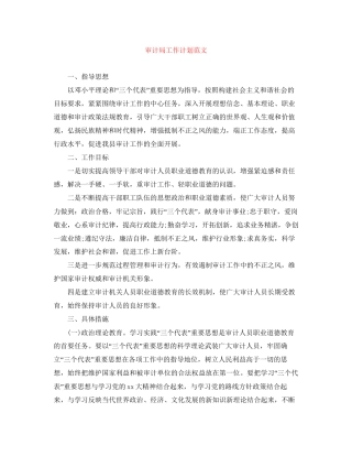 审计局工作计划范文2
