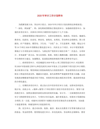 2020年审计工作计划样本