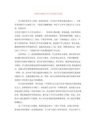 大学学习委员个人工作总结与计划