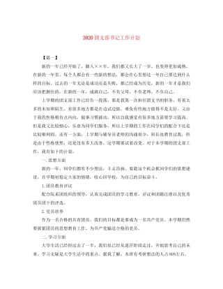 团支部书记工作计划